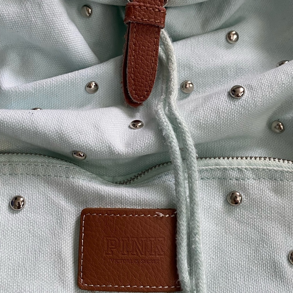 Victoria’s Secret PINK Mint Green/Blue Studded Backpack - Picture 3 of 8
